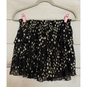 Love Shack‎ Fancy M Skirt Black Gold Tiered Flirty Date Night Party